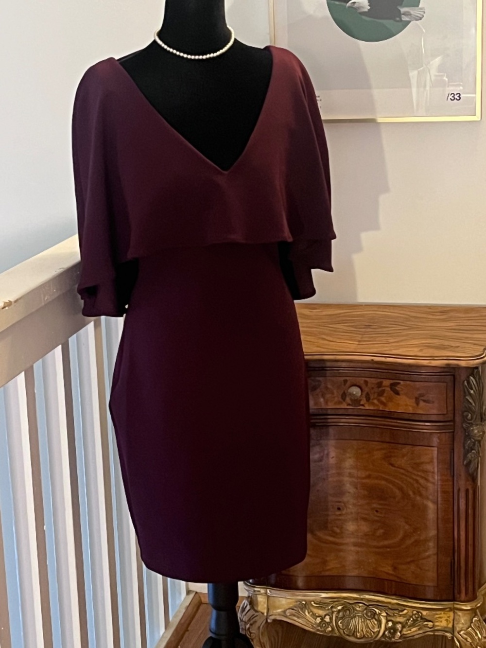 vintage-inspired burgundy/wine cocktail dress